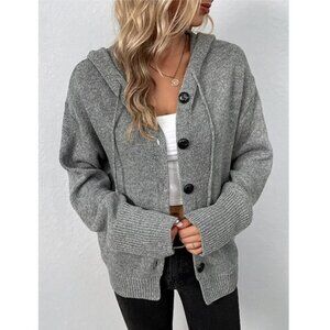 Commense Button Drawstring Hooded Cardigan NWT, Size M
